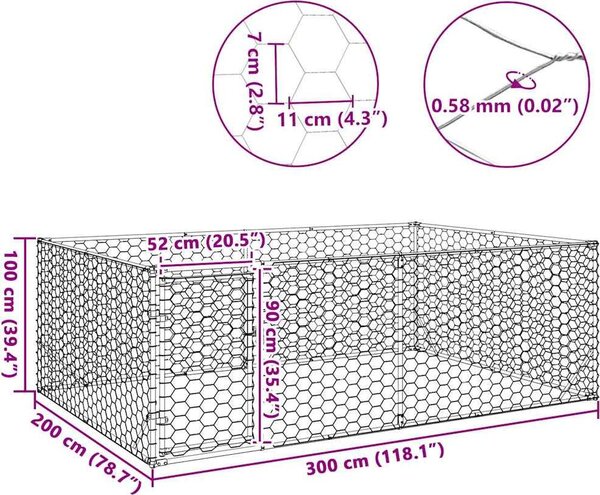 VidaXL Venkovní psí bouda s dveřmi 3x2x1 m pozinkovaná ocel [4105413]