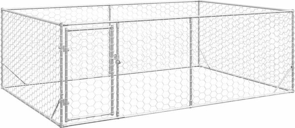 VidaXL Venkovní psí bouda s dveřmi 3x2x1 m pozinkovaná ocel [4105413]