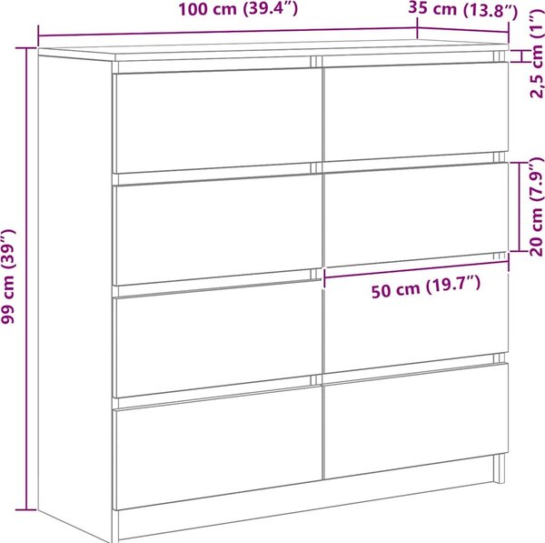 VidaXL Příborník 100x35x99 cm kompozitní dřevo [3328495] Barva: dub artisan