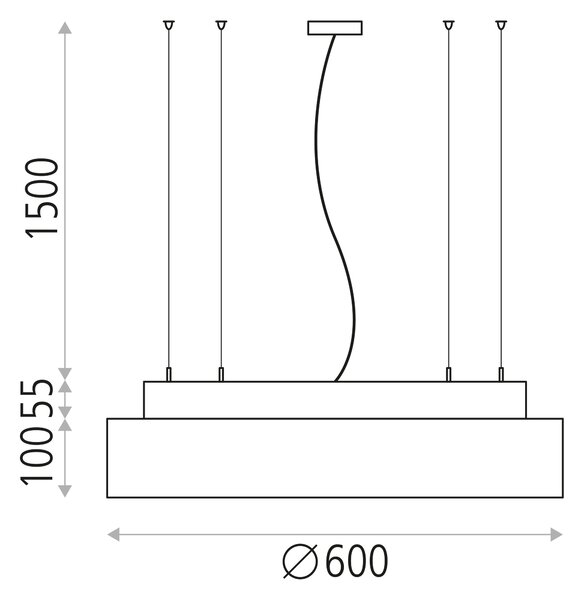 ACB Iluminacion Závěsné LED svítidlo s čističkou vzduchu ISIA, ⌀ 60 cm, CRI90, CCT switch 3000-4000K, dálkový ovladač Barva: Černá