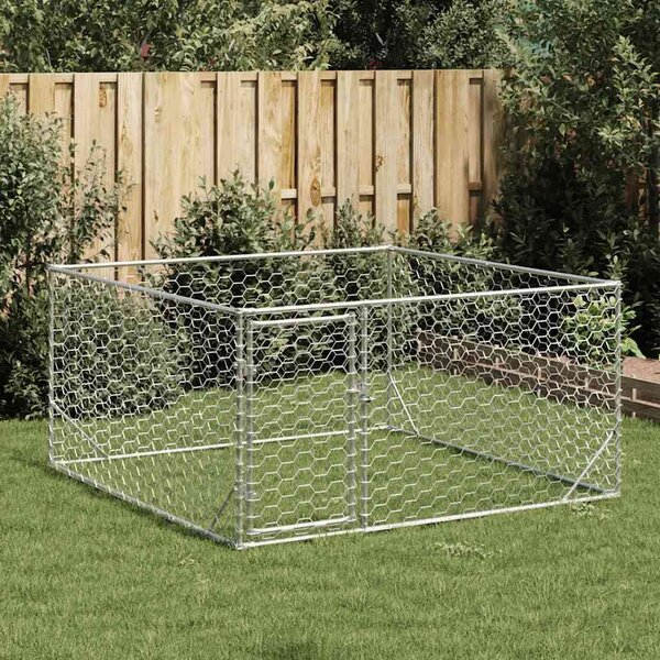 VidaXL Venkovní psí bouda s dveřmi 2x2x1 m pozinkovaná ocel [4105411]