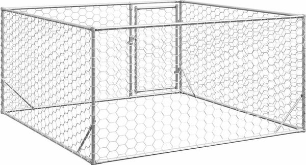 VidaXL Venkovní psí bouda s dveřmi 2x2x1 m pozinkovaná ocel [4105411]