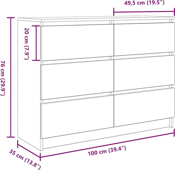 VidaXL Příborník 100x35x76 cm kompozitní dřevo [3328503] Barva: Černý dub