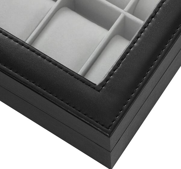 SONGMICS Pouzdro na 10 ks hodinek černé 25 x 7 x 20 cm
