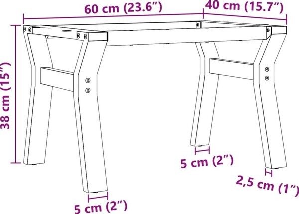VidaXL Nohy ke konferenčnímu stolu Y rám 60 x 40 x 38 cm ocel [357920]