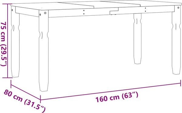VidaXL Jídelní stůl Corona 160 x 80 x 75 cm masivní borové dřevo [4005717] Barva: Hnědá