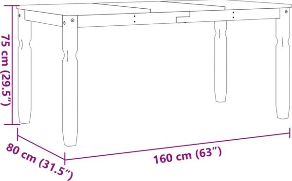 VidaXL Jídelní stůl Corona 160 x 80 x 75 cm masivní borové dřevo [4005717] Barva: Hnědá