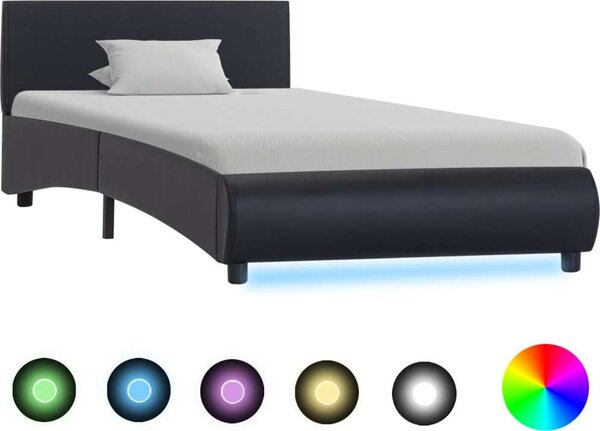 VidaXL Rám postele s LED světlem umělá kůže 90 x 200 cm [285492] Barva: Šedá
