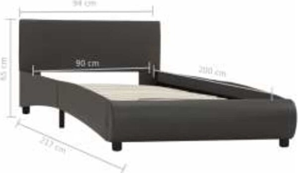 VidaXL Rám postele s LED světlem umělá kůže 90 x 200 cm [285492] Barva: Šedá