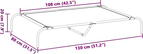 VidaXL Vyvýšený pelíšek pro psy 130x80x20 cm Textilén a ocel [42000844] Barva: Černá
