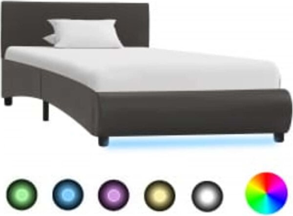 VidaXL Rám postele s LED světlem umělá kůže 90 x 200 cm [285492] Barva: Šedá