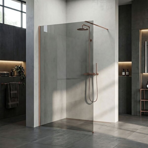 Sprchová zástěna Rea Flexi Grey / Brush Copper 110