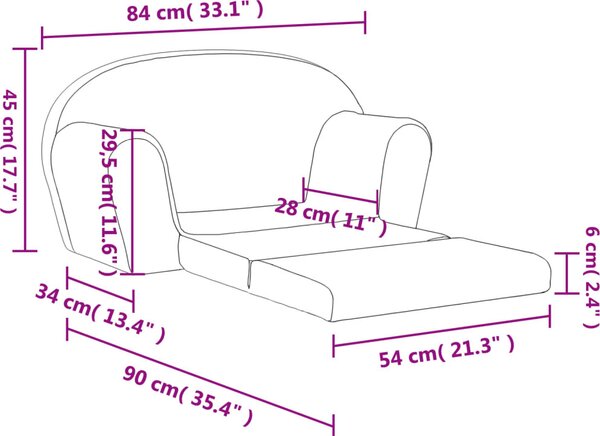 VidaXL Dětská rozkládací pohovka 2místná měkký plyš [357002] Barva: antracitová