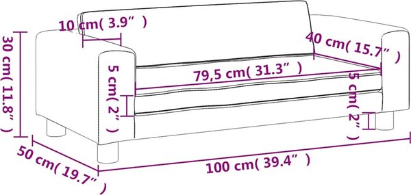 VidaXL Dětská pohovka s podnožkou 100 x 50 x 30 cm samet [3196407] Barva: Růžová
