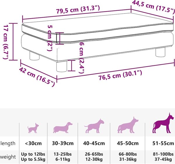 VidaXL vida Pelíšek pro psa s prodlužovacím dílem 100x50x30 cm samet [172024] Barva: Hnědá