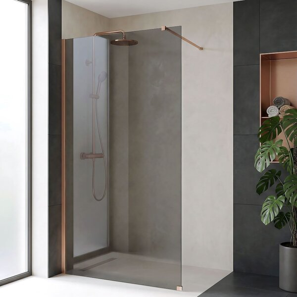 Sprchová zástěna Rea Flexi Grey / Brush Copper 130