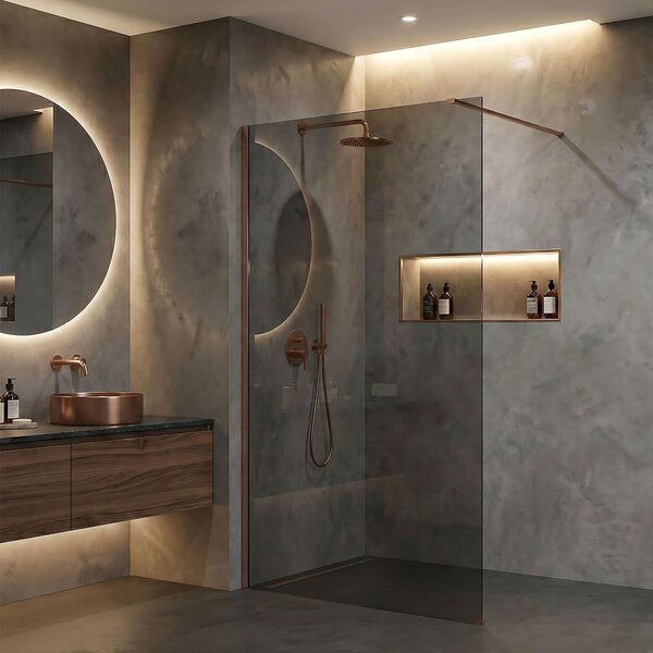 Sprchová zástěna Rea Flexi Grey / Brush Copper 130