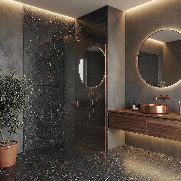 Sprchová zástěna Rea Flexi Grey / Brush Copper 130