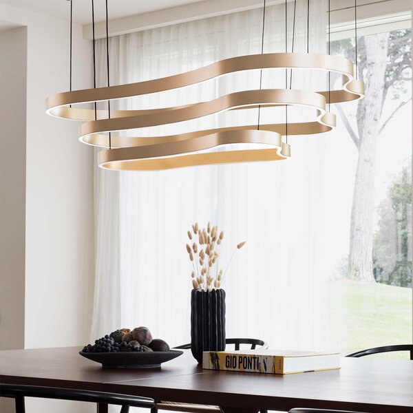 Ideal Lux Závěsné LED svítidlo WAVES, 54W, d. 155,6 cm, CRI90 Barva: Černá