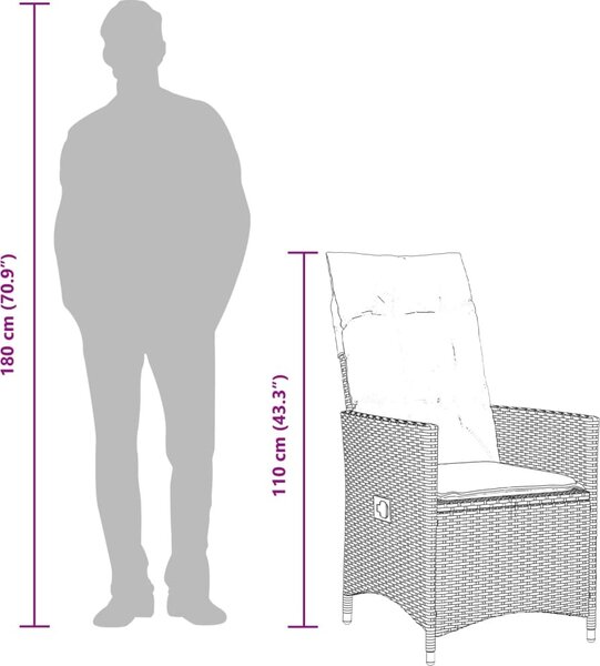 VidaXL 11dílný zahradní bistro set s poduškami polyratan [3277245] Barva: Hnědá