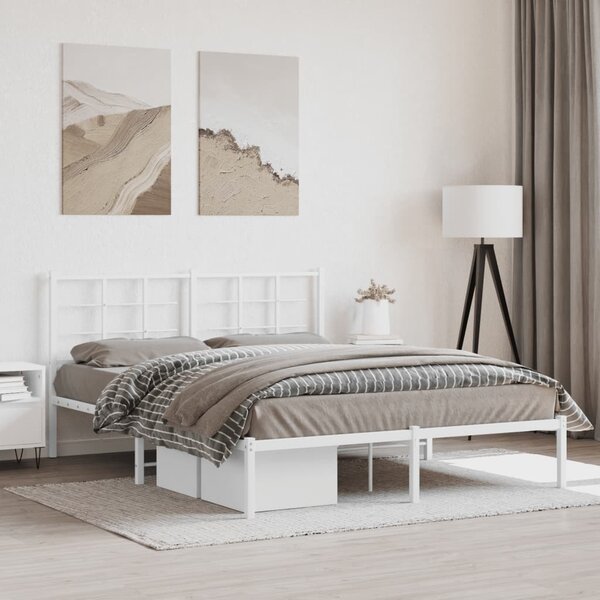 VidaXL Kovový rám postele s čelem 160 x 200 cm [355613] Barva: Bílá