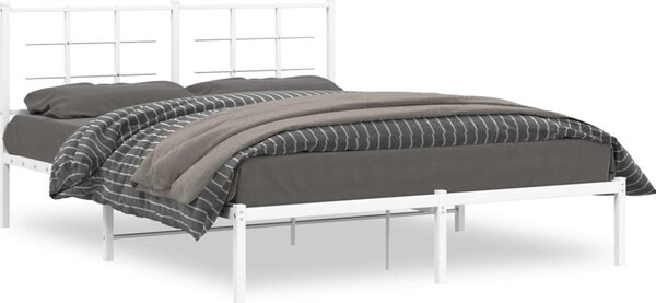 VidaXL Kovový rám postele s čelem 160 x 200 cm [355613] Barva: Bílá
