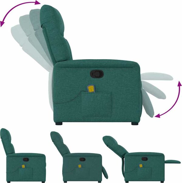 VidaXL Masážní polohovací křeslo textil [4015558] Barva: Tmavě šedá