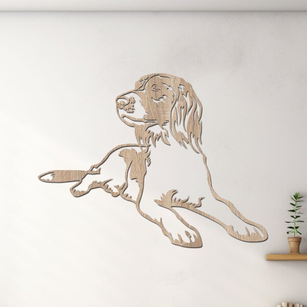 Dřevěný obraz Malého musterlandského ohaře | Rozměry (cm): 40x30 | Zvolte barvu dekoru: Ořech