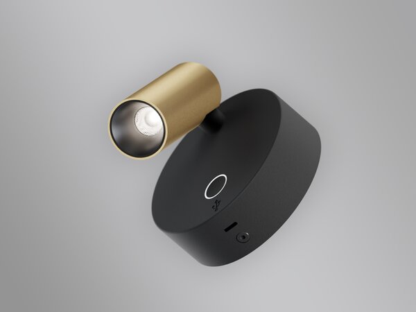 LED2 45804237 Nástěnné svítidlo ELFY USB, BG 3,5W 2700K černá/zlatá
