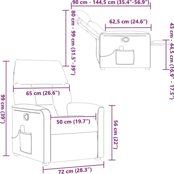 VidaXL Masážní polohovací křeslo textil [4015558] Barva: Tmavě šedá