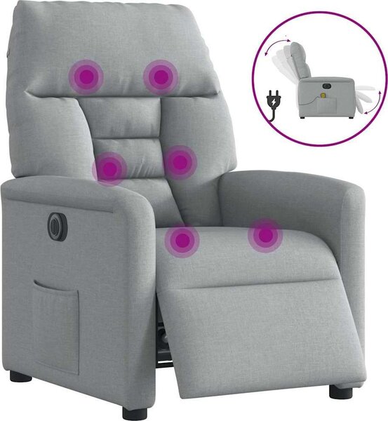 VidaXL Elektrické masážní polohovací křeslo textil [3303025] Barva: světle šedá