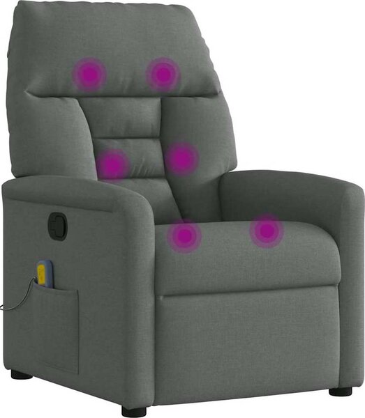 VidaXL Masážní polohovací křeslo textil [4015558] Barva: Tmavě šedá