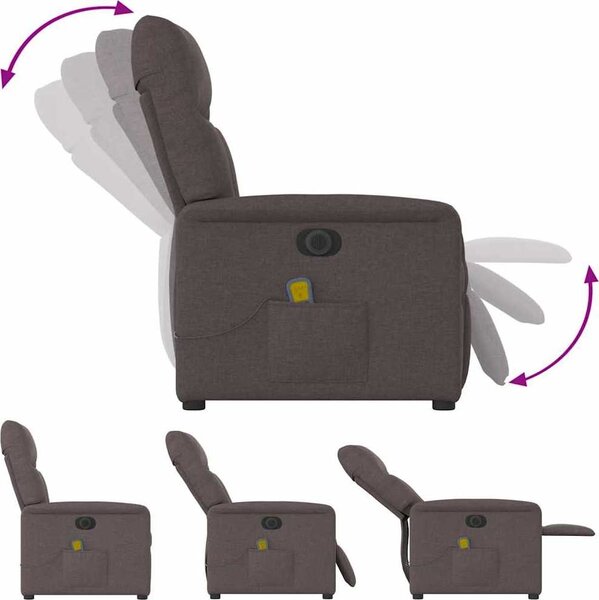 VidaXL Elektrické masážní polohovací křeslo textil [3303025] Barva: světle šedá
