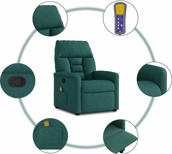 VidaXL Masážní polohovací křeslo textil [4015558] Barva: Tmavě šedá