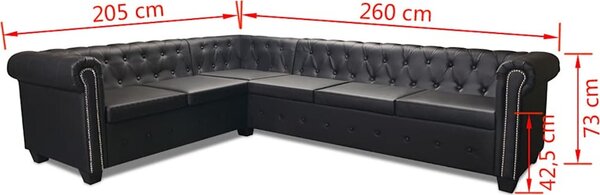 VidaXL Rohová pohovka Chesterfield 6místná umělá kůže [243617] Barva: Černá