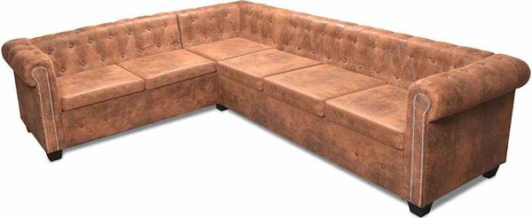 VidaXL Rohová pohovka Chesterfield 6místná umělá kůže [243617] Barva: Černá