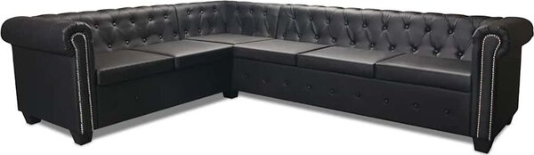 VidaXL Rohová pohovka Chesterfield 6místná umělá kůže [243617] Barva: Černá