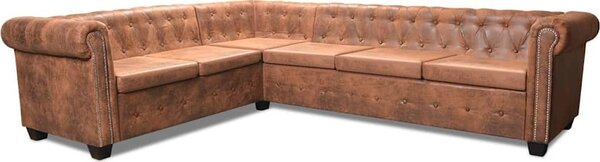 VidaXL Rohová pohovka Chesterfield 6místná umělá kůže [243617] Barva: Černá