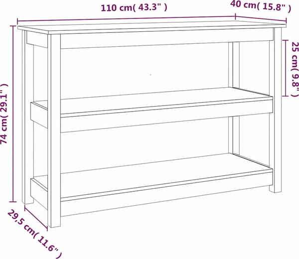 VidaXL Konzolový stolek 110x40x74 cm masivní borové dřevo [821666] Barva: Přírodní