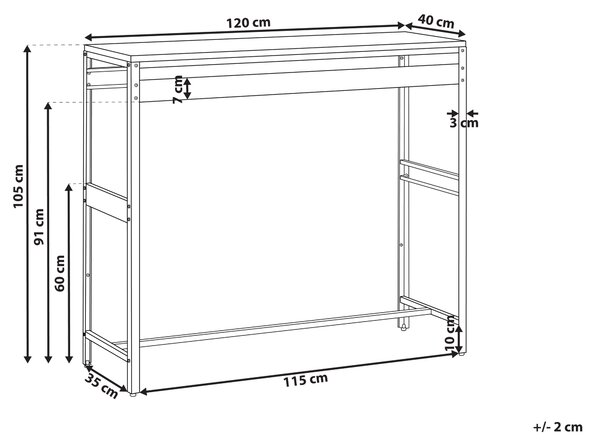 Venkovní barový stůl MAENZA 120 cm 40 cm Kov Modrá