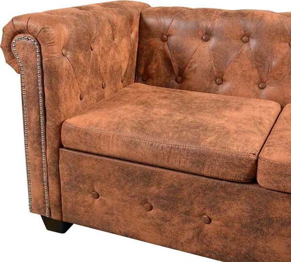VidaXL Rohová pohovka Chesterfield 6místná umělá kůže [243617] Barva: Černá