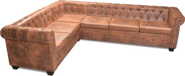 VidaXL Rohová pohovka Chesterfield 6místná umělá kůže [243617] Barva: Černá
