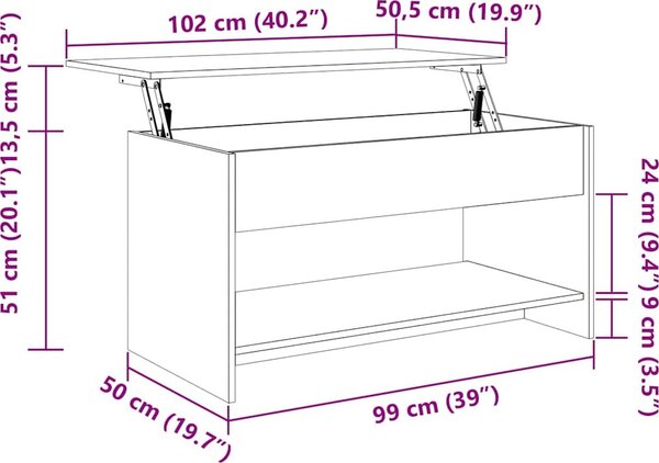 VidaXL Konferenční stolek 102 x 50 x 52,5 cm kompozitní dřevo [809647] Barva: Bílá