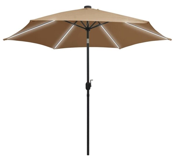 Zahradní slunečník s LED a hliníkovou tyčí 300 cm taupe