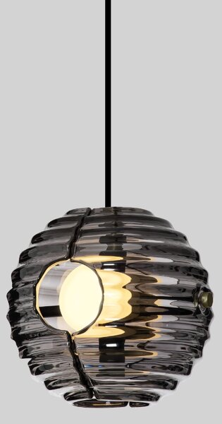 Kouřově šedé skleněné závěsné LED světlo Nova Luce Las 15 cm