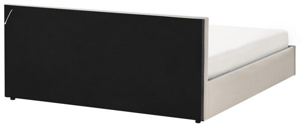 Postel s úložným prostorem a LED osvětlením Tkanina ARMELLE 180 x 200 cm Béžová