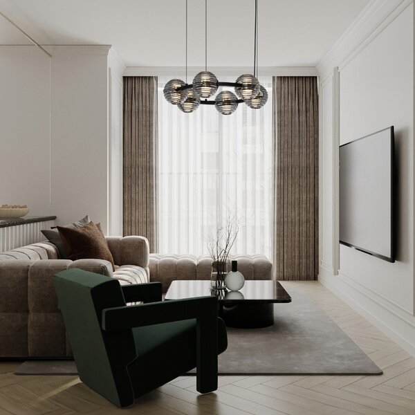 Kouřově šedé skleněné závěsné LED světlo Nova Luce Las 63 cm