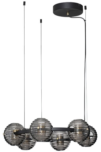Kouřově šedé skleněné závěsné LED světlo Nova Luce Las 63 cm