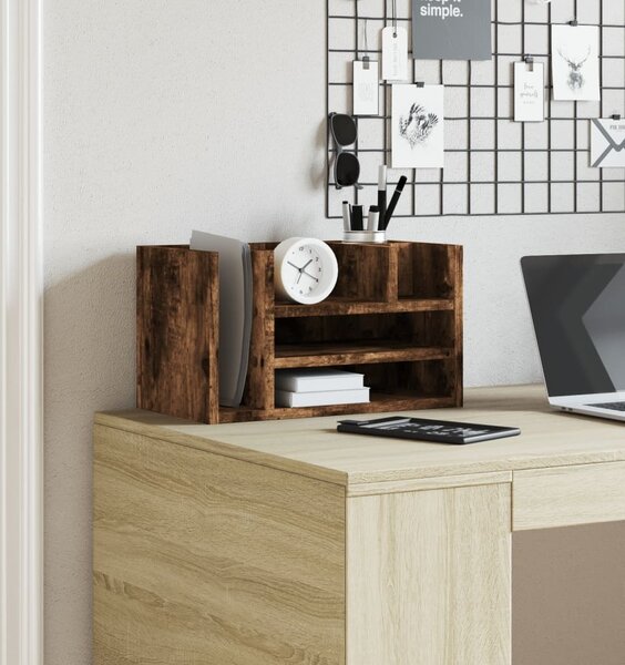 VidaXL Stolní organizér 44,5 x 24 x 25 cm kompozitní dřevo [848038] Barva: Bílá