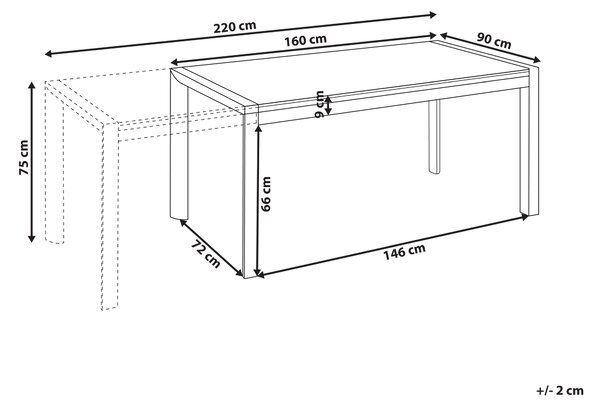 Rozkládací zahradní jídelní stůl BINASCO 160/220 cm 90 cm Béžová
